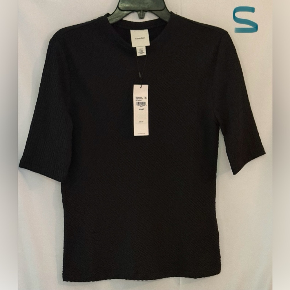 Calvin Klein Textured Black Short Sleeve Top